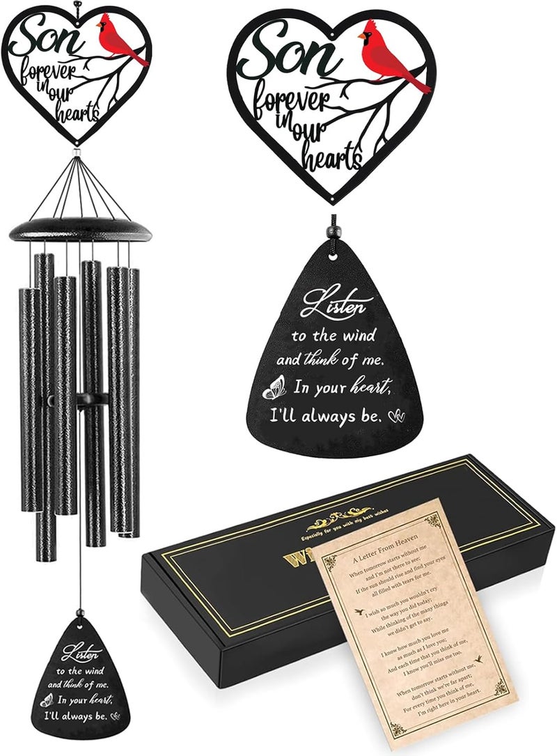 VENBEEL Memorial Gifts for Loss of Son, 32" Cardinal Memorial Wind Chimes for Loss of Son, Sympathy Wind Chimes Gifts in Memory of Son - Image 1